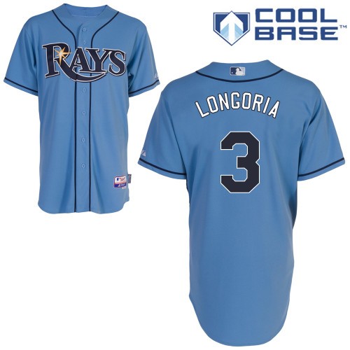 Fashionable and discount Tampa Bay Rays 3 Evan Longoria Light Blue Cool Base MLB Jersey Baseball MLB Jerseys